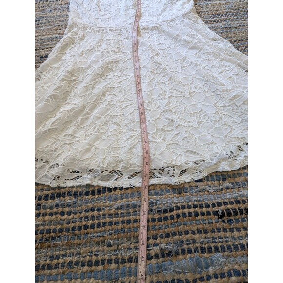 Material Girl Skater Dress XXL Ivory Lace Overlay Sleeveless Lined Dollcore - Picture 5 of 10